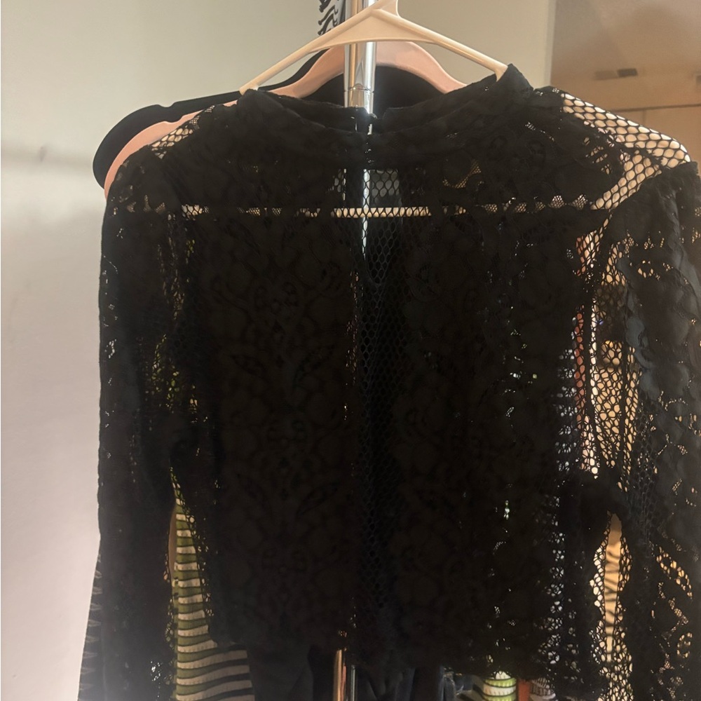 Black Lace Long Sleeve Top